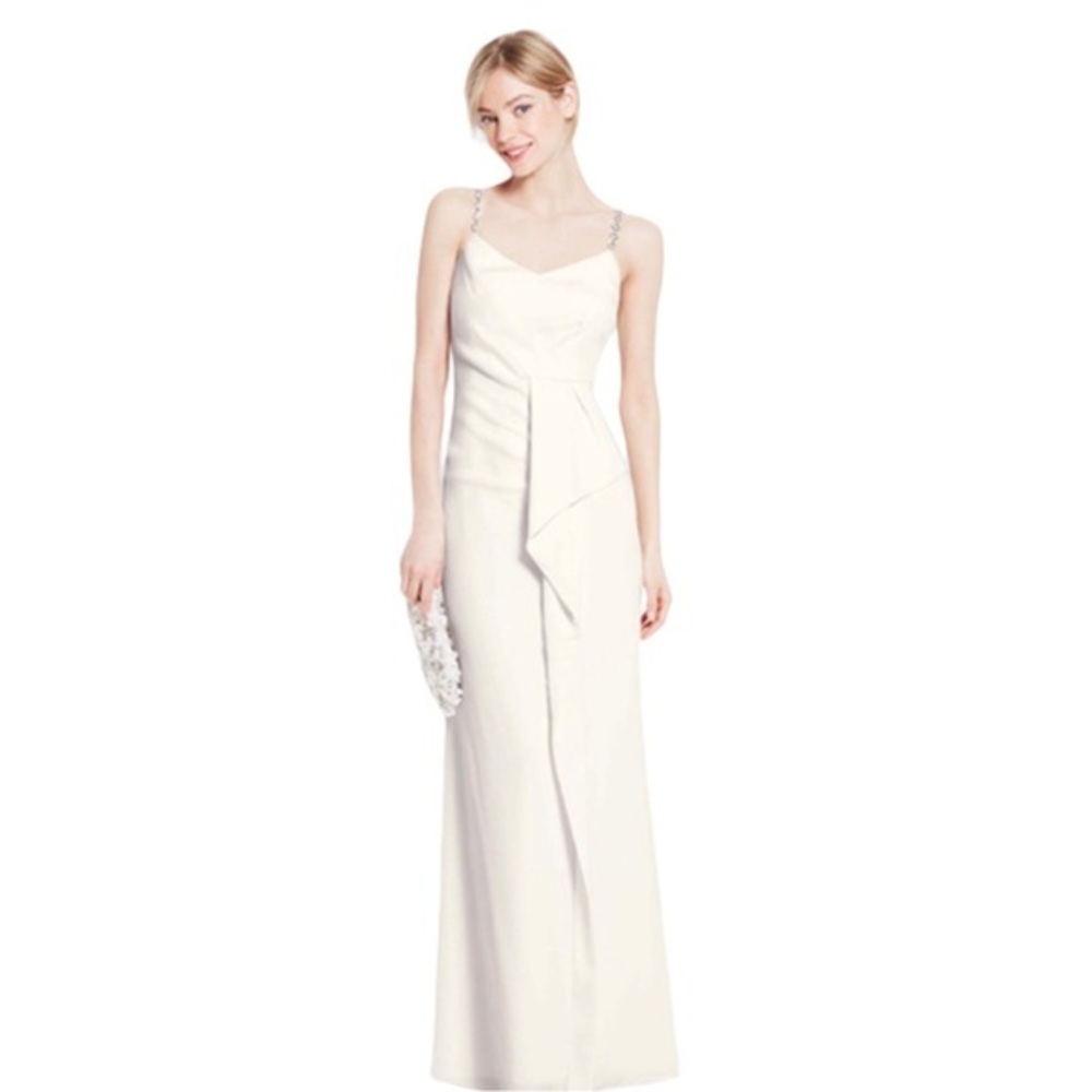 Ann Taylor Elegant Cream Wedding Gown With Crystal Straps